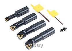 3/4 4pc Indexable Stubby Length Boring Bar Set, withCarbide TiN Coated TCMT In