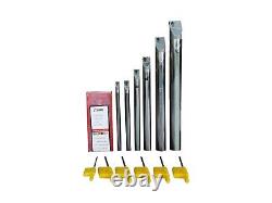 6pc Set 1/4-3/4 Stfcr Solid Carbide Indexable Boring Bar +6pc Tcmt Inserts