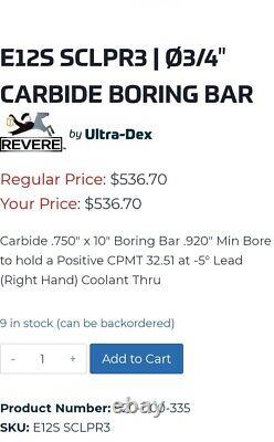 ARCH ULTRA-DEX USA E12S SCLPR3 Indexable Carbide Boring Bar. 3/4