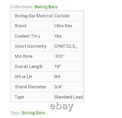 ARCH ULTRA-DEX USA E12S SCLPR3 Indexable Carbide Boring Bar. 3/4