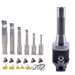 New R8 2inch Boring Head Set With 6 Indexable Boring Bar And 6 Carbide Inserts