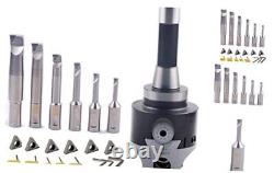 R8 Boring Head and 3/4 Shank Indexable Boring Bar 6pcs Set (Inserts Included)